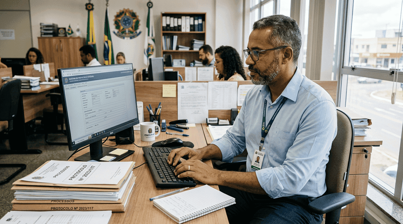 Servidor público trabalhando